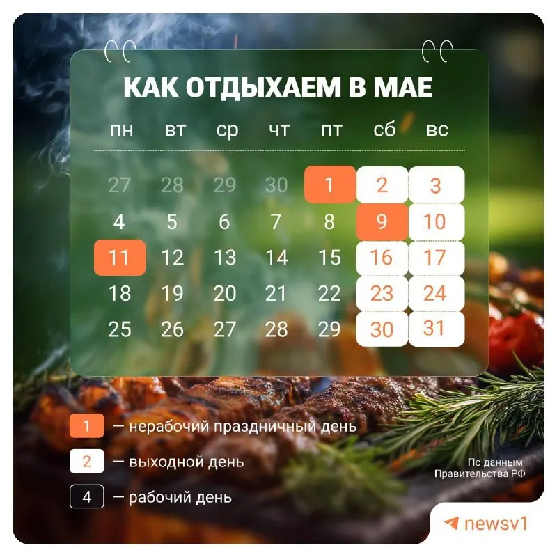С 9 по 11 мая — три официальных выходных, приуроченных к празднованию Дня Победы.