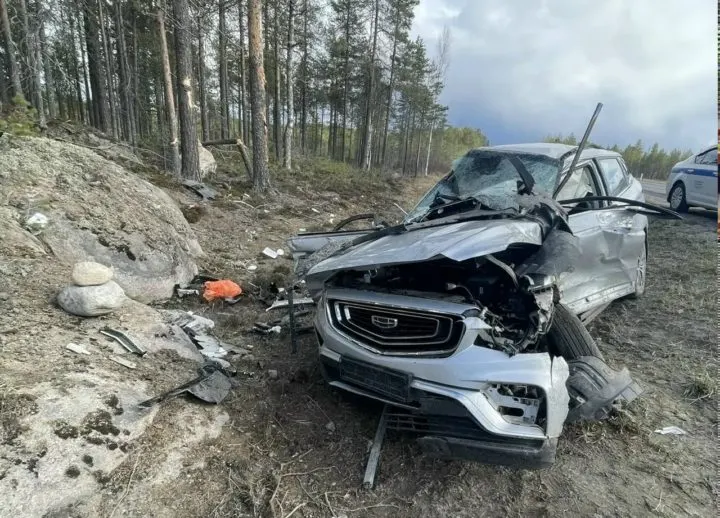 На 714 км трассы Р‑21 автомобиль съехал в кювет, врезался в дерево и опрокинулся. Пострадали 33‑летняя водитель и дети 3 и 6 лет, все — жители Санкт-Петербурга, направлявшиеся в сторону Мурманска.
