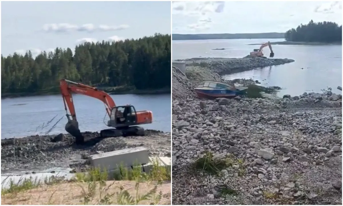 В поселке Нижняя Пулонга Лоухского района на берег реки Пулонга завезли гравий и проводят отсыпку рядом с нерестовой зоной. Жители жалуются на шум техники и помутнение воды; депутат направила запрос в прокуратуру.