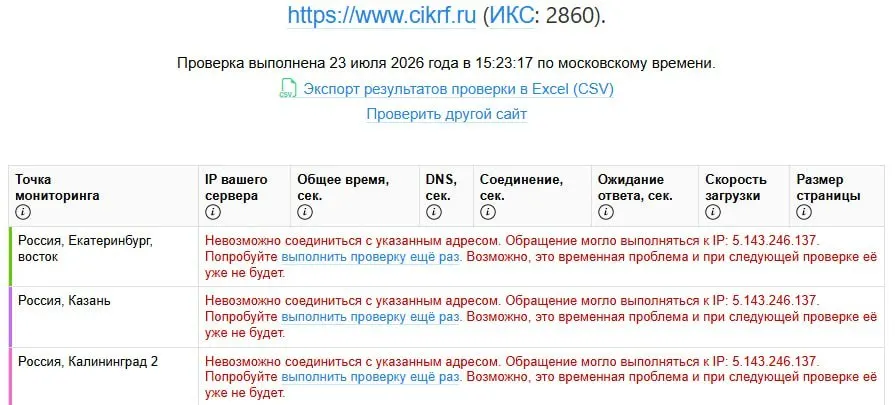 Ресурс Центризбиркома перестал открываться одновременно для пользователей по всему миру после публикации деклараций кандидатов 21–22 июля. Официальных комментариев пока нет.