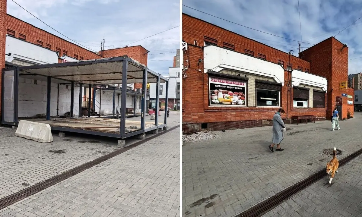 В&nbsp;Петрозаводске снесли незаконные киоски на&nbsp;Почтовой площади; плитка пока не&nbsp;восстановлена